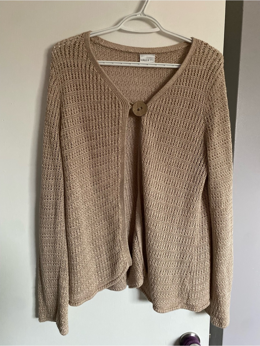 Beige Knit Button-Front Women's Cardigan